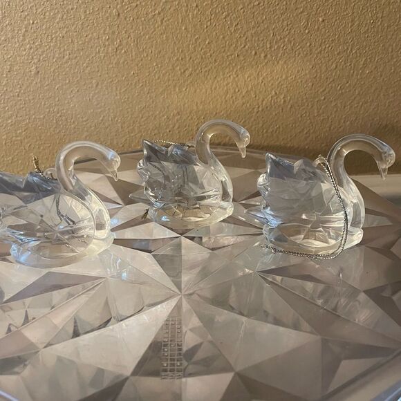 3 Lucite Swan Ornaments - Picture 1 of 14